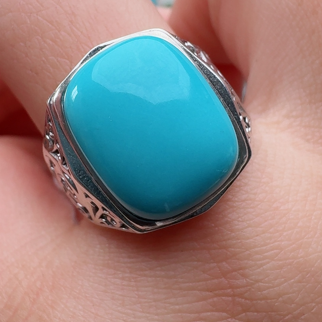 绿松石银S925镶嵌戒指