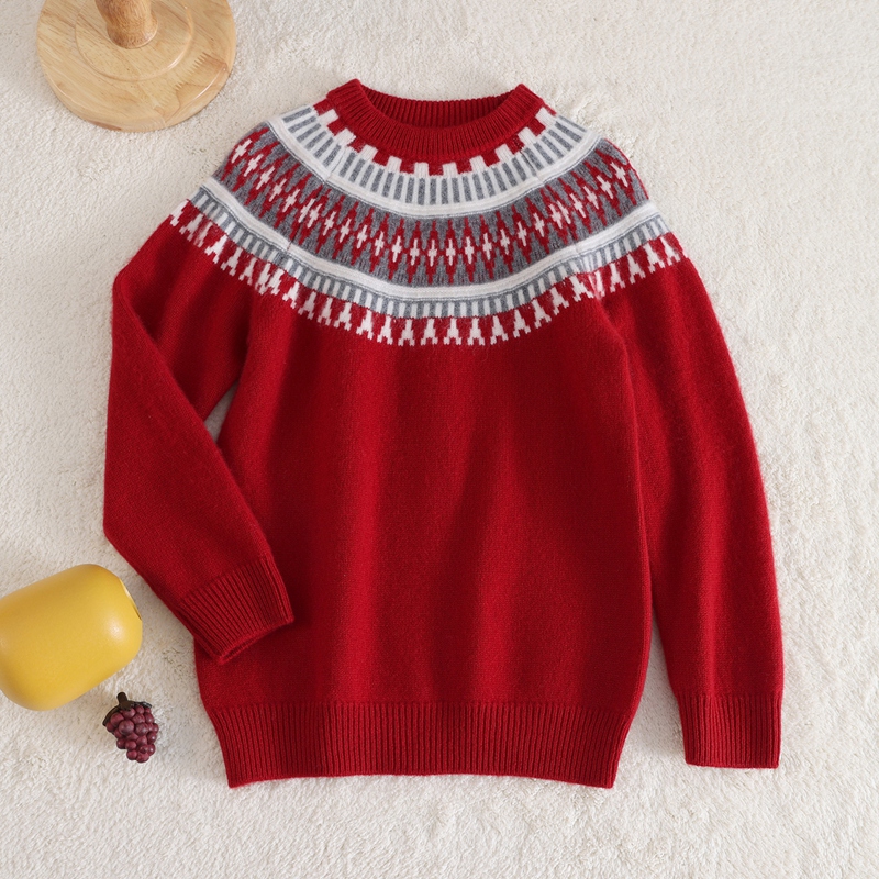 费尔岛~【100%】纯羊毛衫儿童毛衣半高领秋冬款加厚男女童打底衫