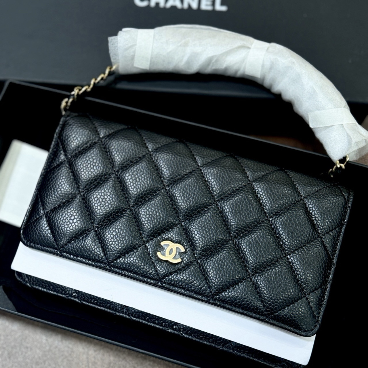 全新未使用 Chanel/香奈儿 woc荔枝纹牛皮发财包 芯片款 