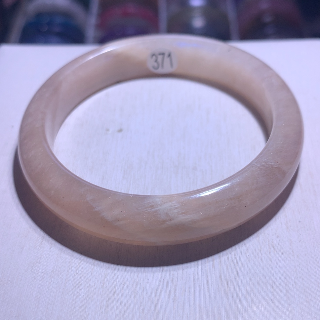 水晶手镯银S925镶嵌橙月光金太阳共生59.3圈371