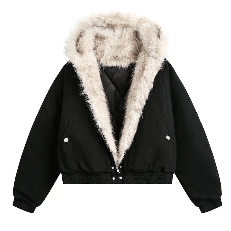 美式冬季座山雕重磅短款毛领棉衣男生潮流高街加厚连帽外套