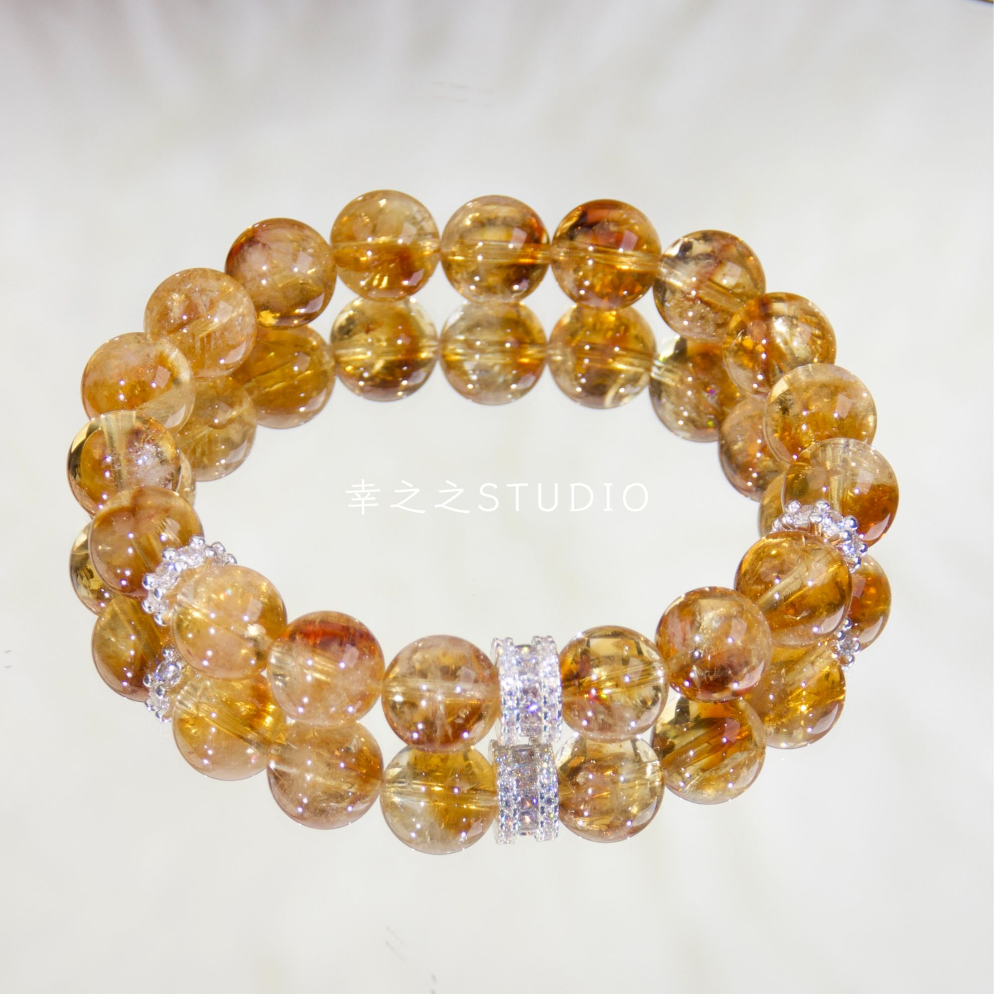 s1638【暴力黄】天然巴西黄塔晶手串浓郁色精致手链 多样性发其一