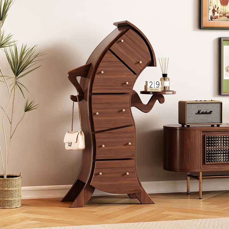 实木叉腰斗柜卧室客厅收纳柜歪脖子抽屉储物柜中式五斗柜实木家具