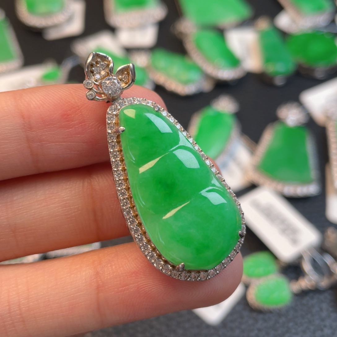 翡翠银S925镶嵌吊坠(不含链)