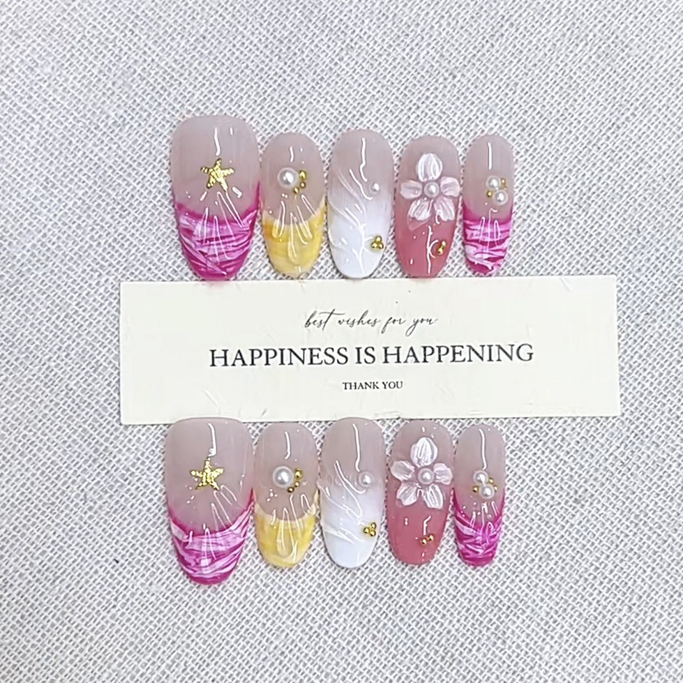 3000 NAIL “夏日炎炎”设计师高定原创纯手工高级感猫眼显白穿戴甲