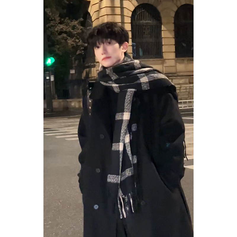 百搭围巾男女通用款学院风女保暖格子围巾百搭氛围感围脖围巾