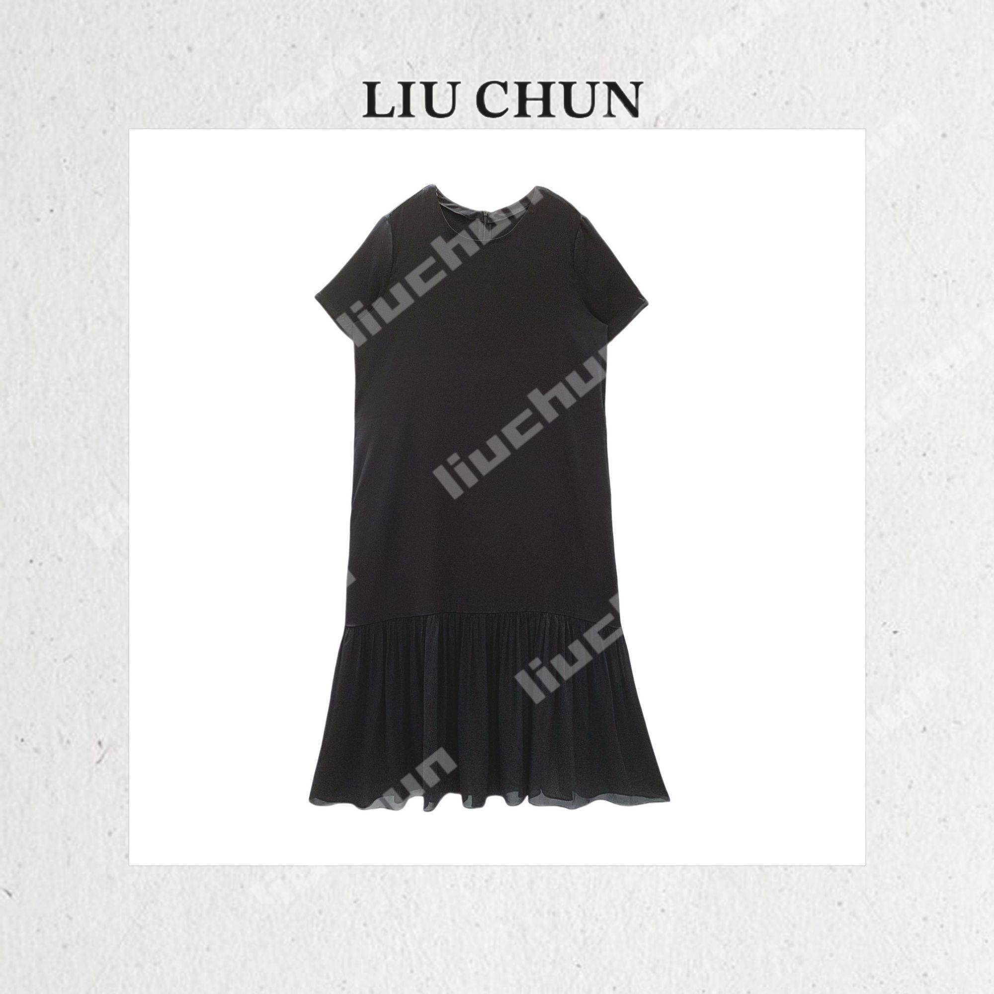 【拼接下摆小黑裙】CHUN家气质轻奢时尚夏季设计师桑蚕丝连衣裙