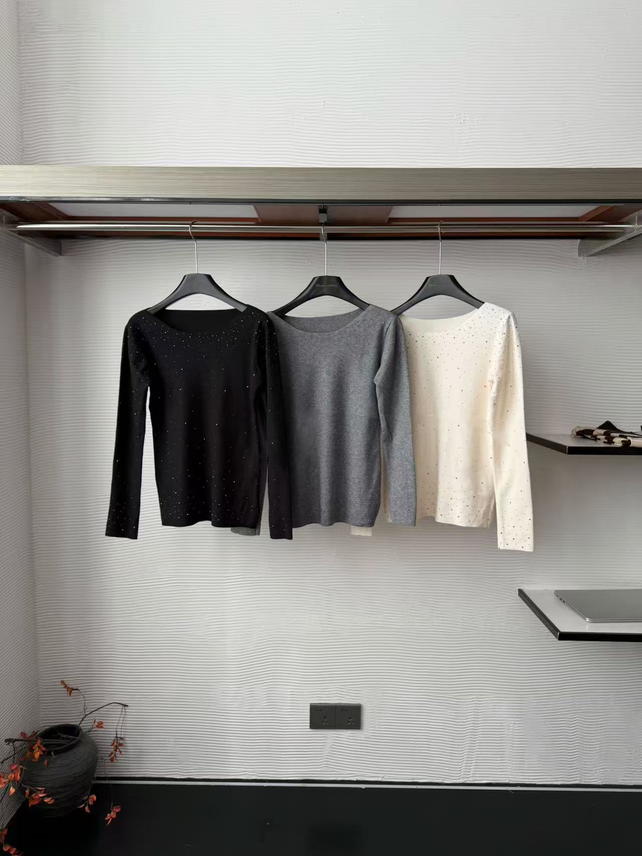 【阿凯自制】8548 韩系闪片圆领打底上衣 （建议手洗）