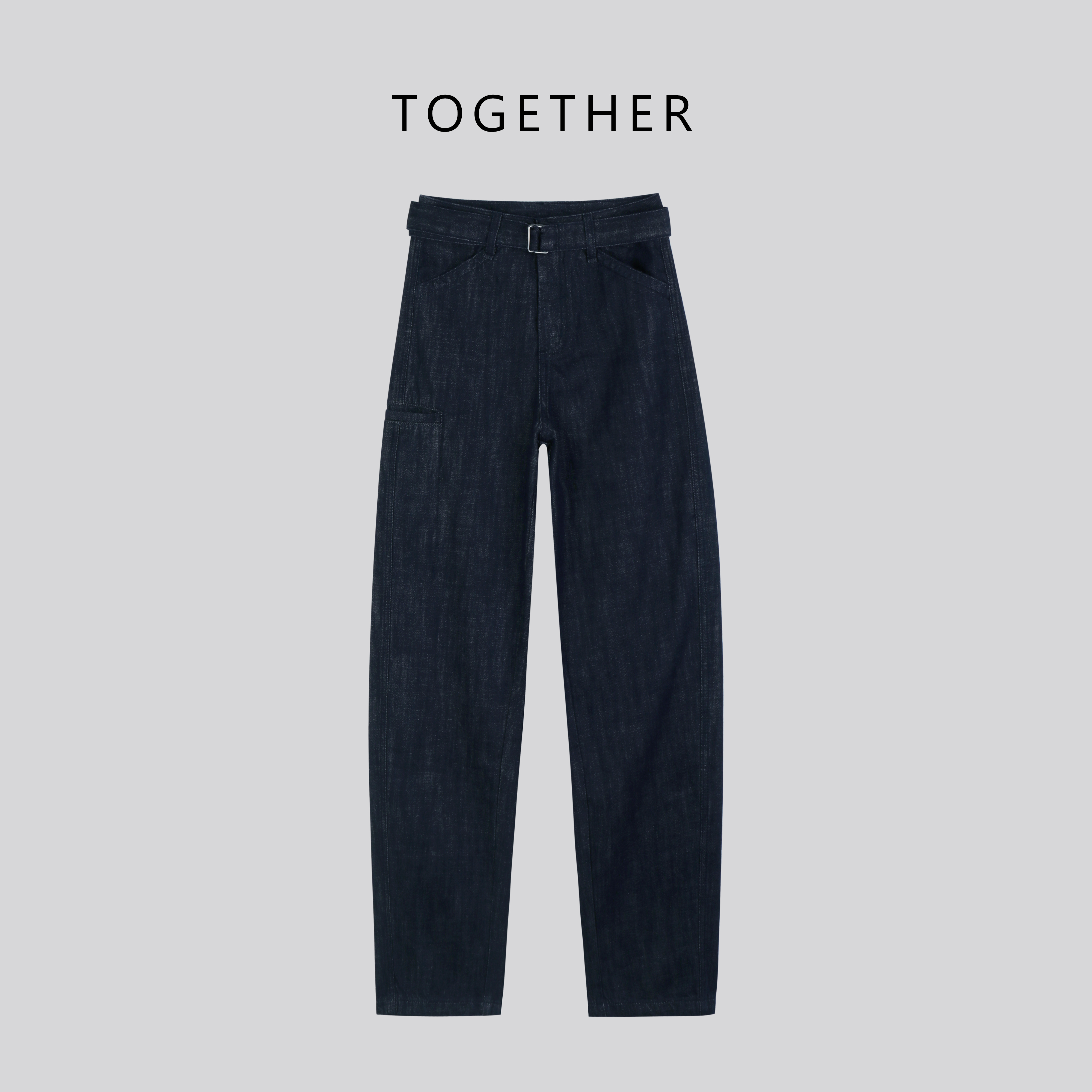 【Together】无弹配腰带百搭弯刀哈伦牛仔裤#Q5161