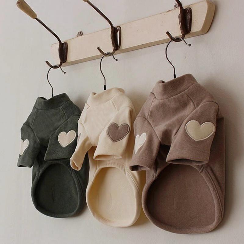 新款狗狗衣服秋冬德绒打底衫泰迪博美比熊小型犬猫咪爱心刺绣卫衣