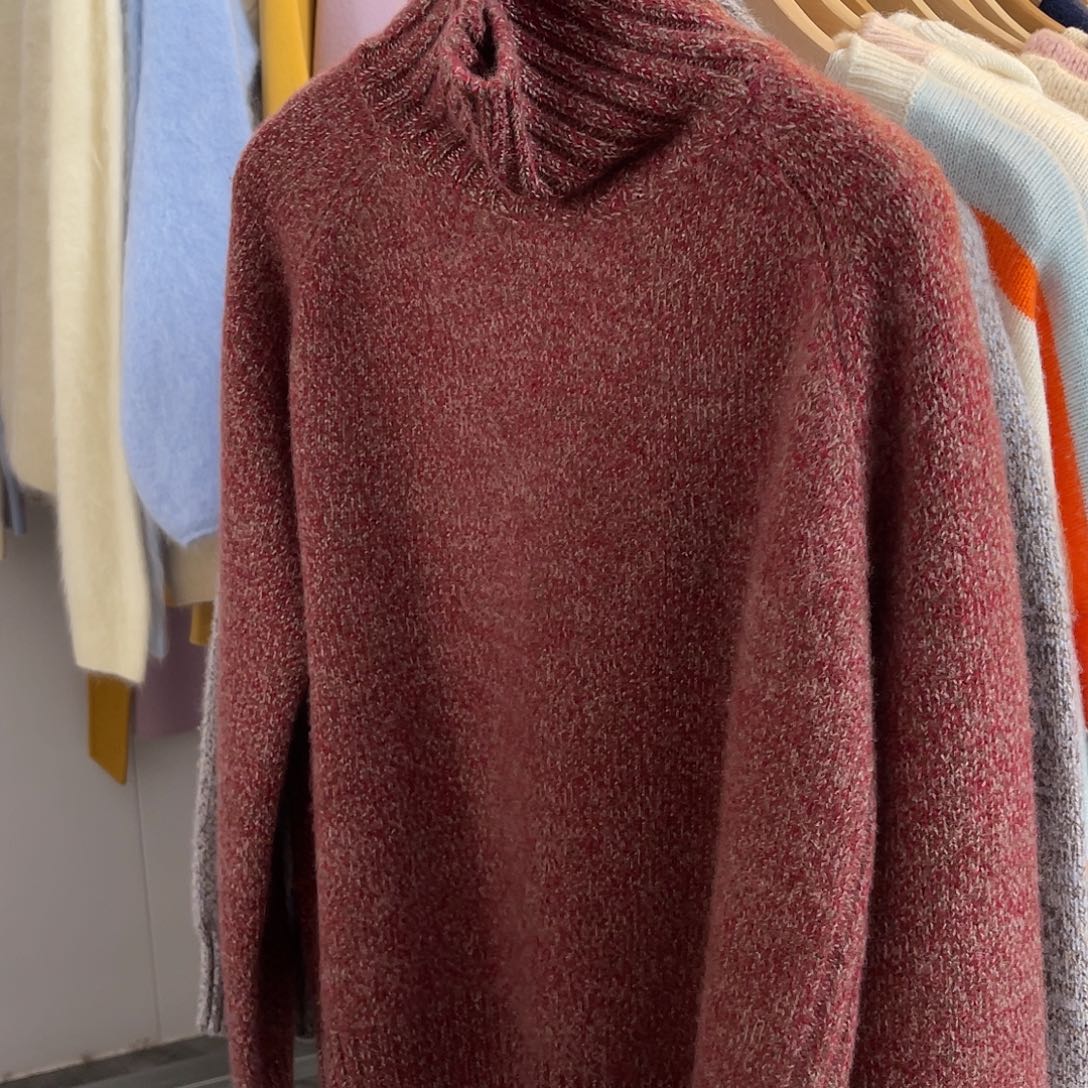 花纱 高领 羊绒衫