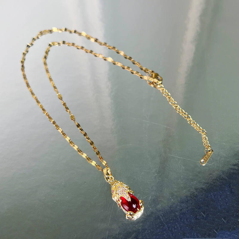 铜合金 树脂【红色貔貅】女士项链