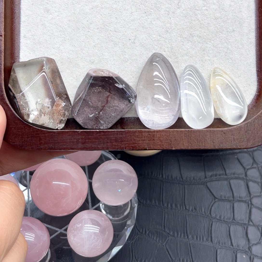 珠宝半成品水晶未镶嵌22 幽灵随行、紫水晶水滴、兔毛水滴