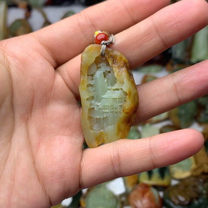 岫岩河磨玉（透闪石质玉）挂件未镶嵌穆**风