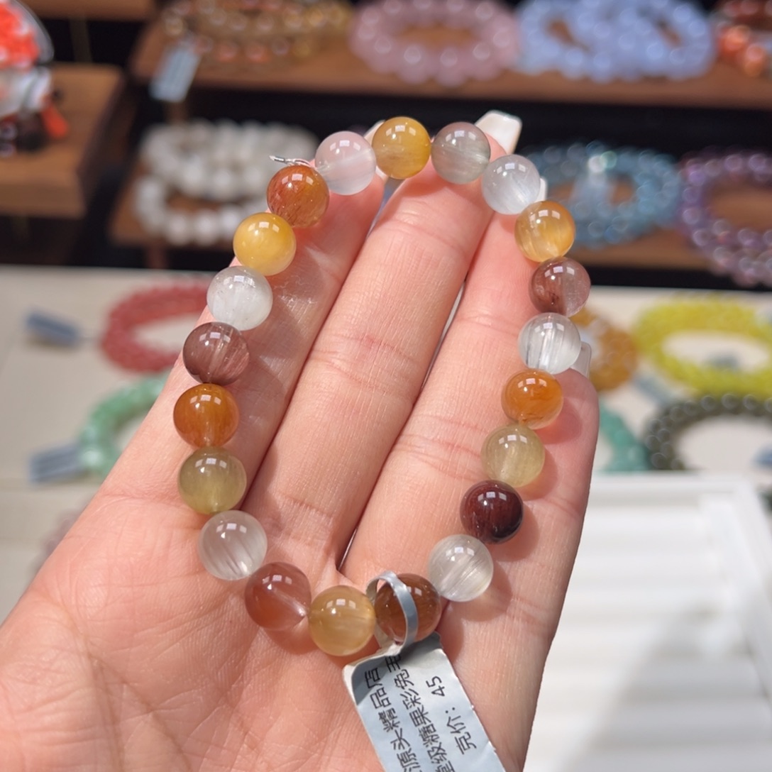 用***-水晶手串未镶嵌殿堂级糖果彩兔毛9mm