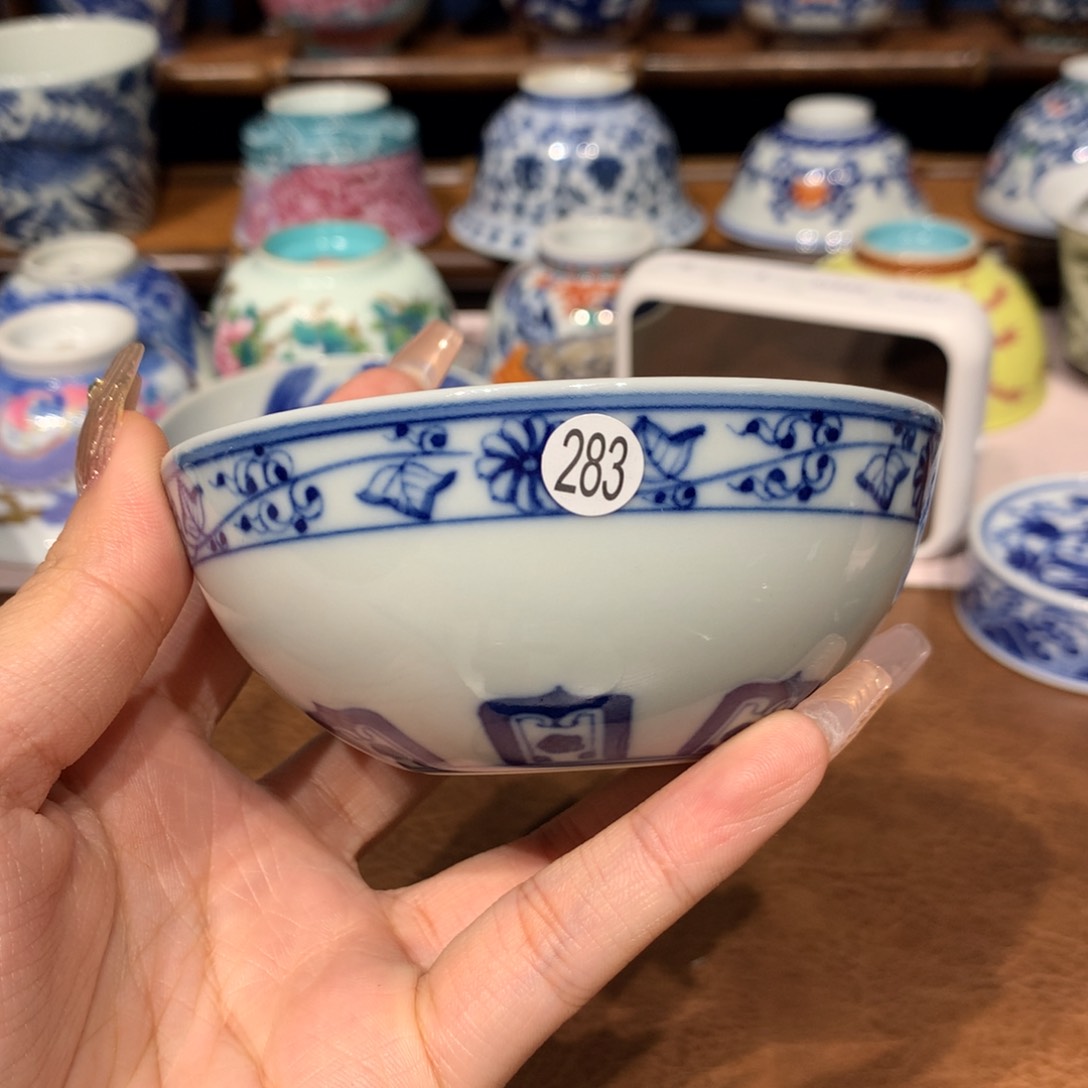 摆件・*・283青花宝箱单杯啦啦啦啦