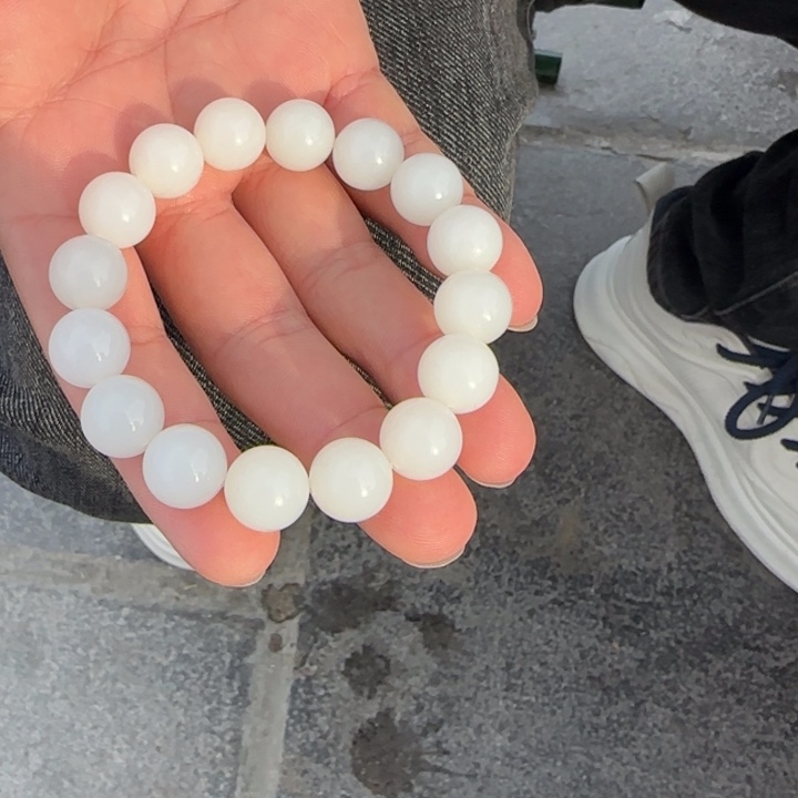 顺***儒和田玉未镶嵌手链新疆黑山卡12