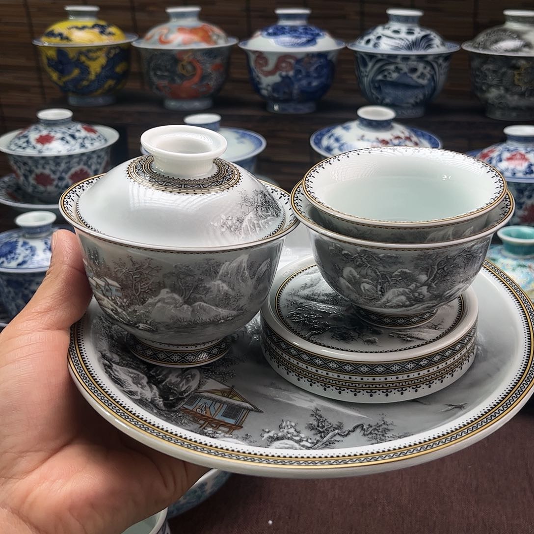 陶摆件景德镇陶瓷五件套