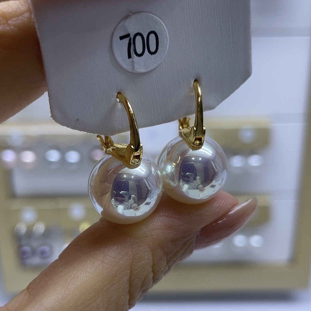 耳饰银S925镶嵌淡水珍珠