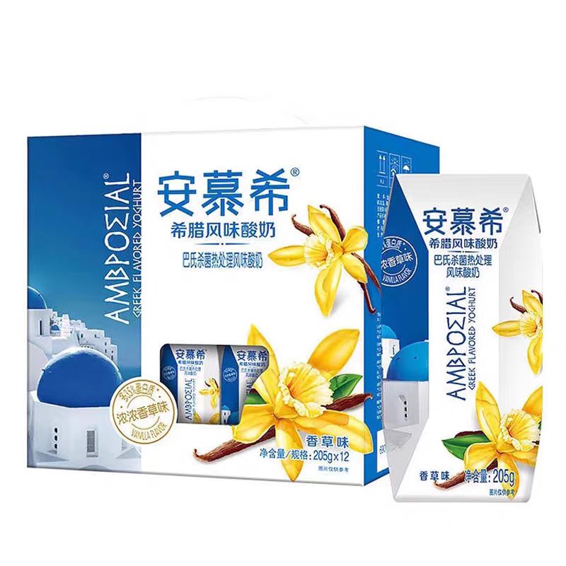 【8月生产】伊利安慕希希腊酸奶香草味205g*12