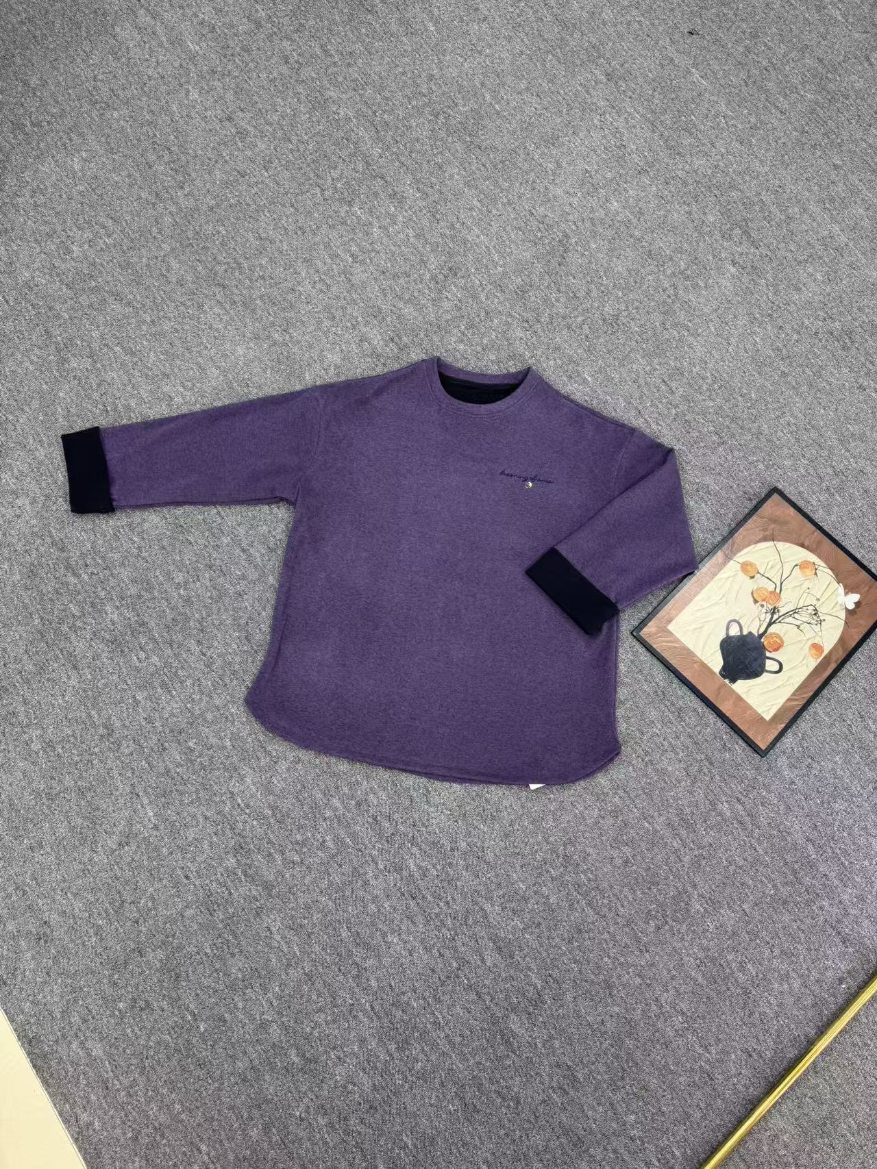 长袖卫衣厚款时尚落肩袖女士高弹上衣保暖女休闲风打底