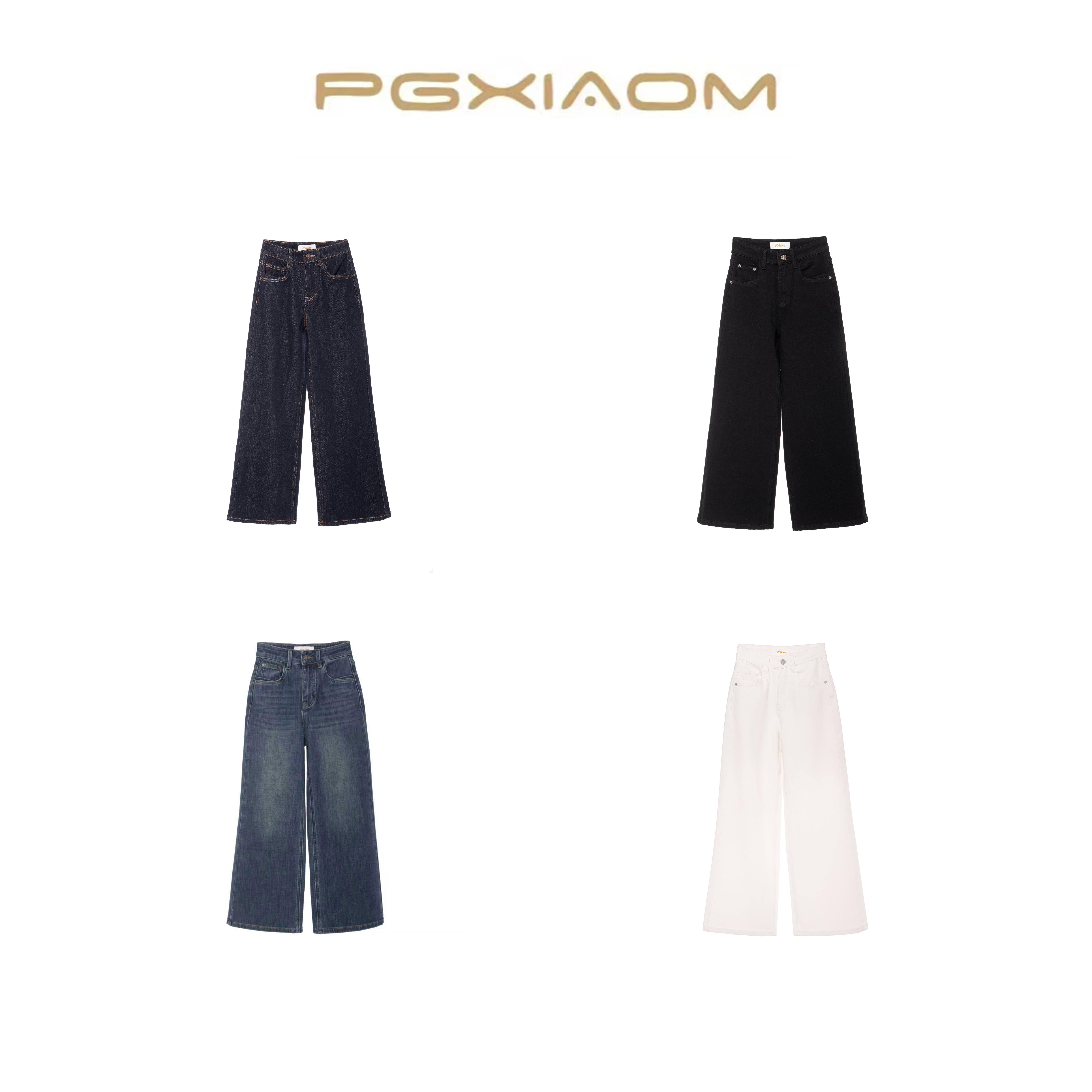 【PGXIAOM】润秀定制四色牛仔阔腿裤(微弹)KZ6316                 