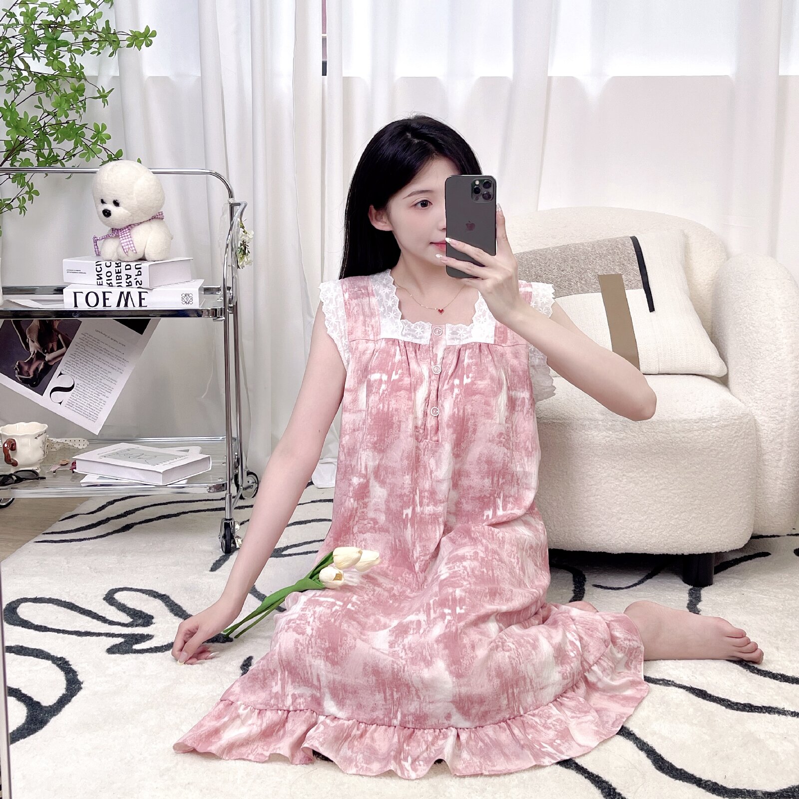 带胸垫睡衣女款爆款2025新款宽松夏季背心睡裙可外穿甜美风家居服