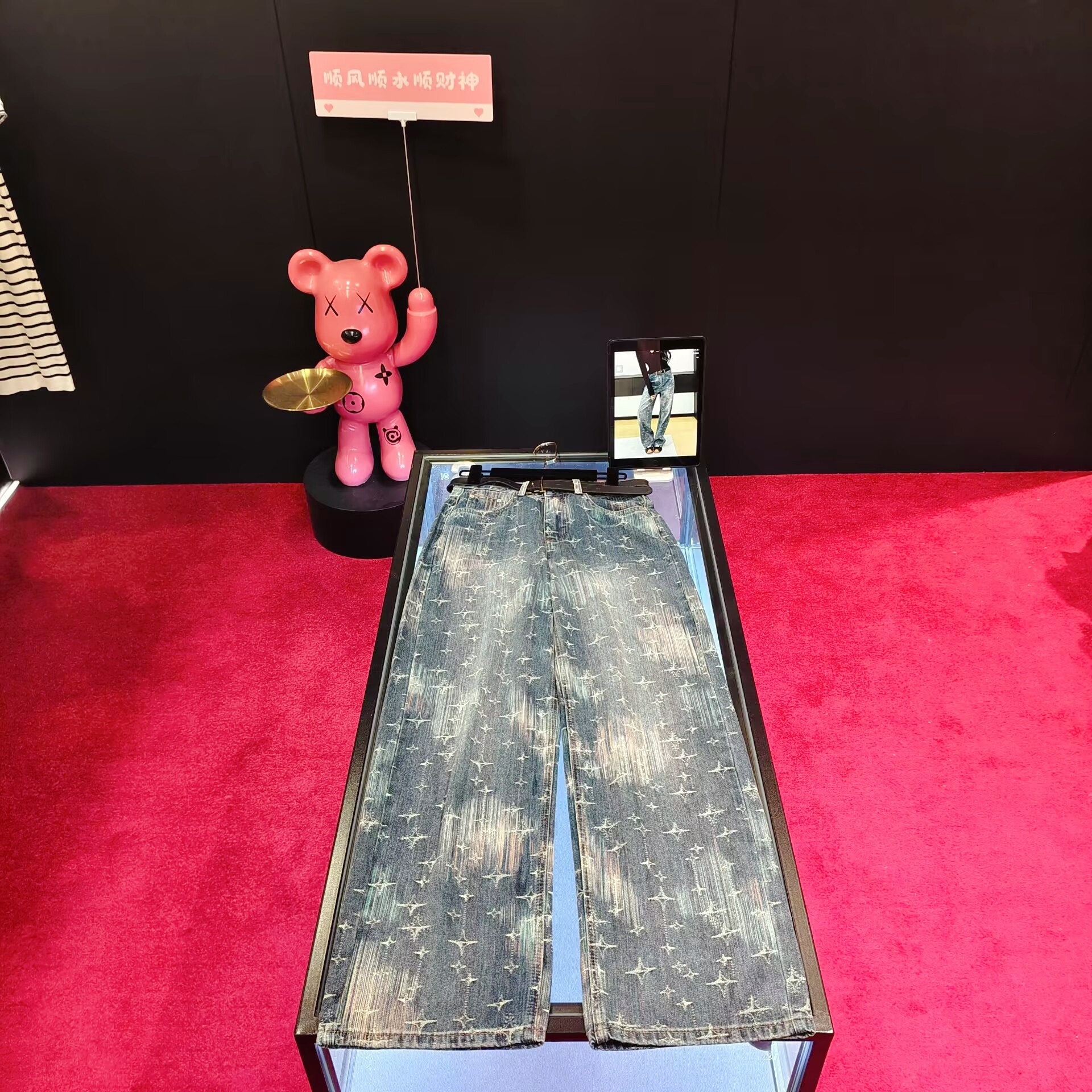 +37 新款直筒高腰牛仔裤重工休闲时尚百搭