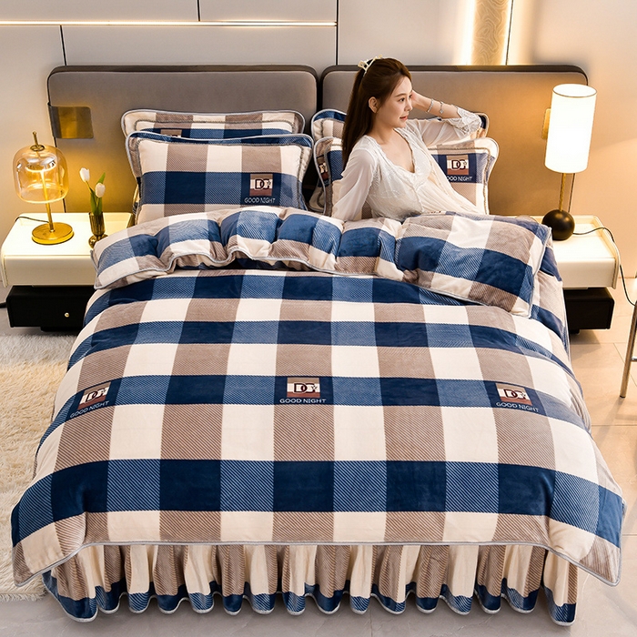 过冬神器 新款A款高克重8斤加厚加密保暖牛奶绒四件套