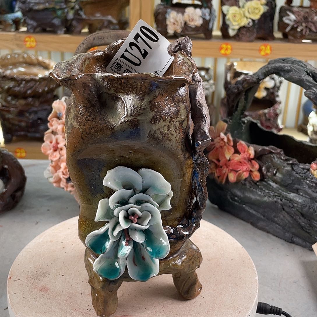 紫砂花盆景德镇陶瓷花盆270