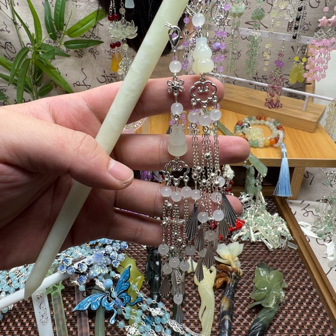 蛇纹石玉合金发饰