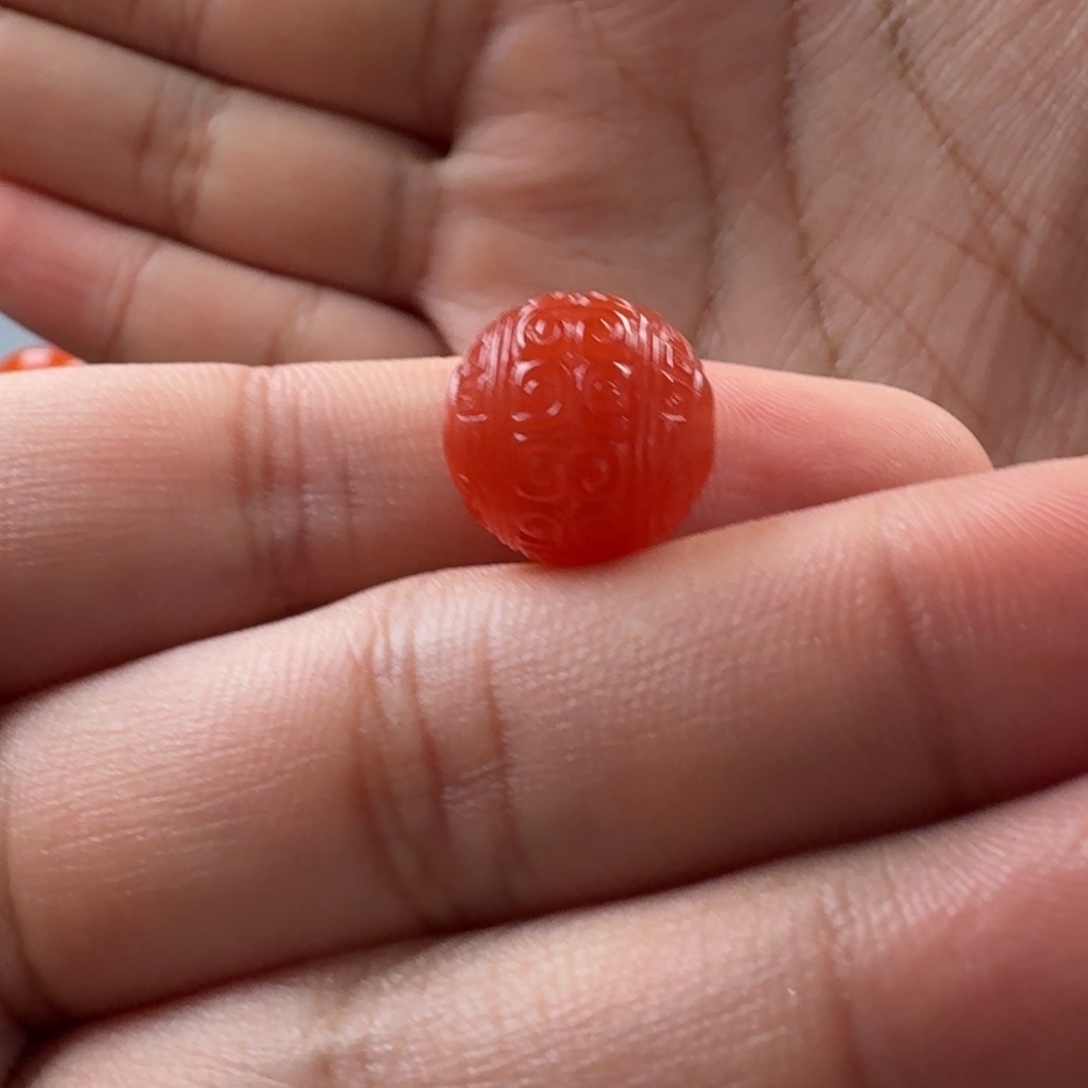 南红玛瑙未镶嵌回纹珠13.5mm