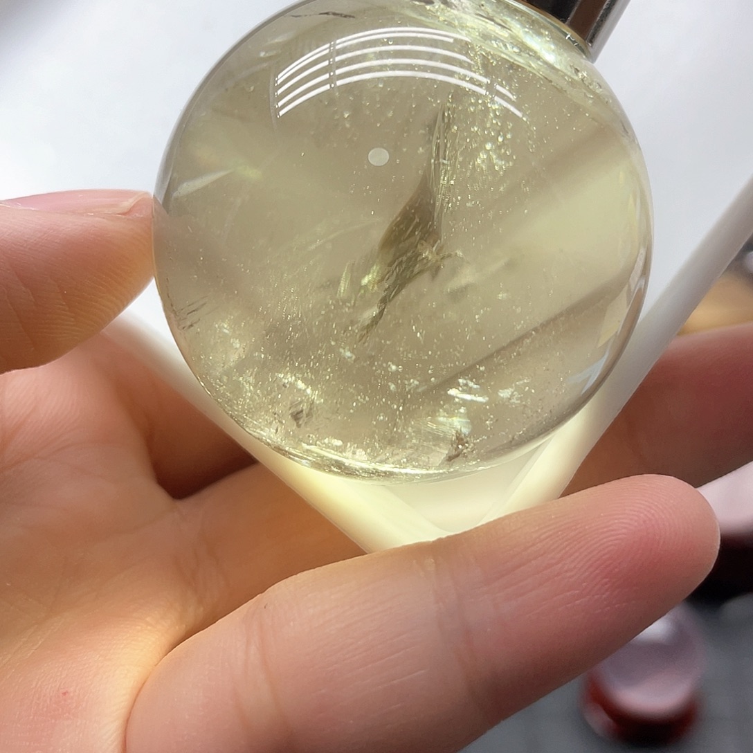 珠宝半成品水晶未镶嵌9茶黄晶球带隐山4.1cm