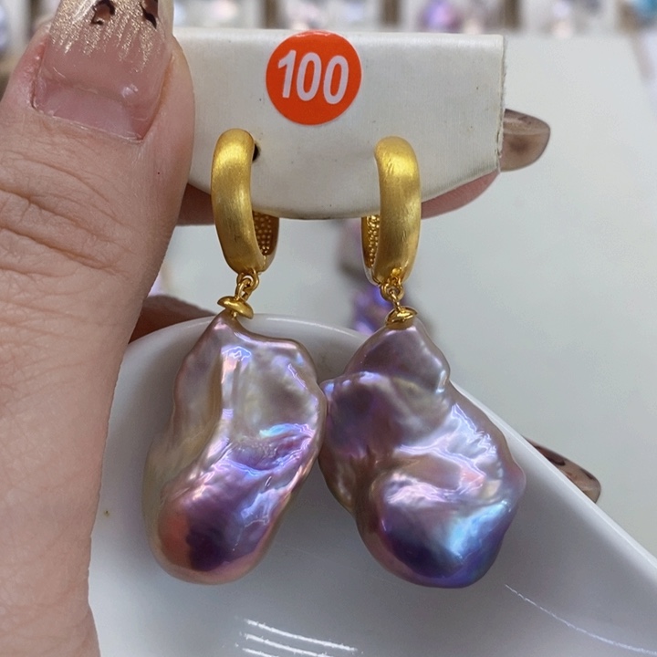 银S925镶嵌耳饰淡水珍珠