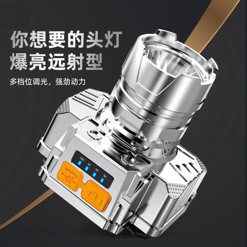 光头强灯led照明远射头戴式电筒户外灯钓鱼，野营爬山充电款头灯