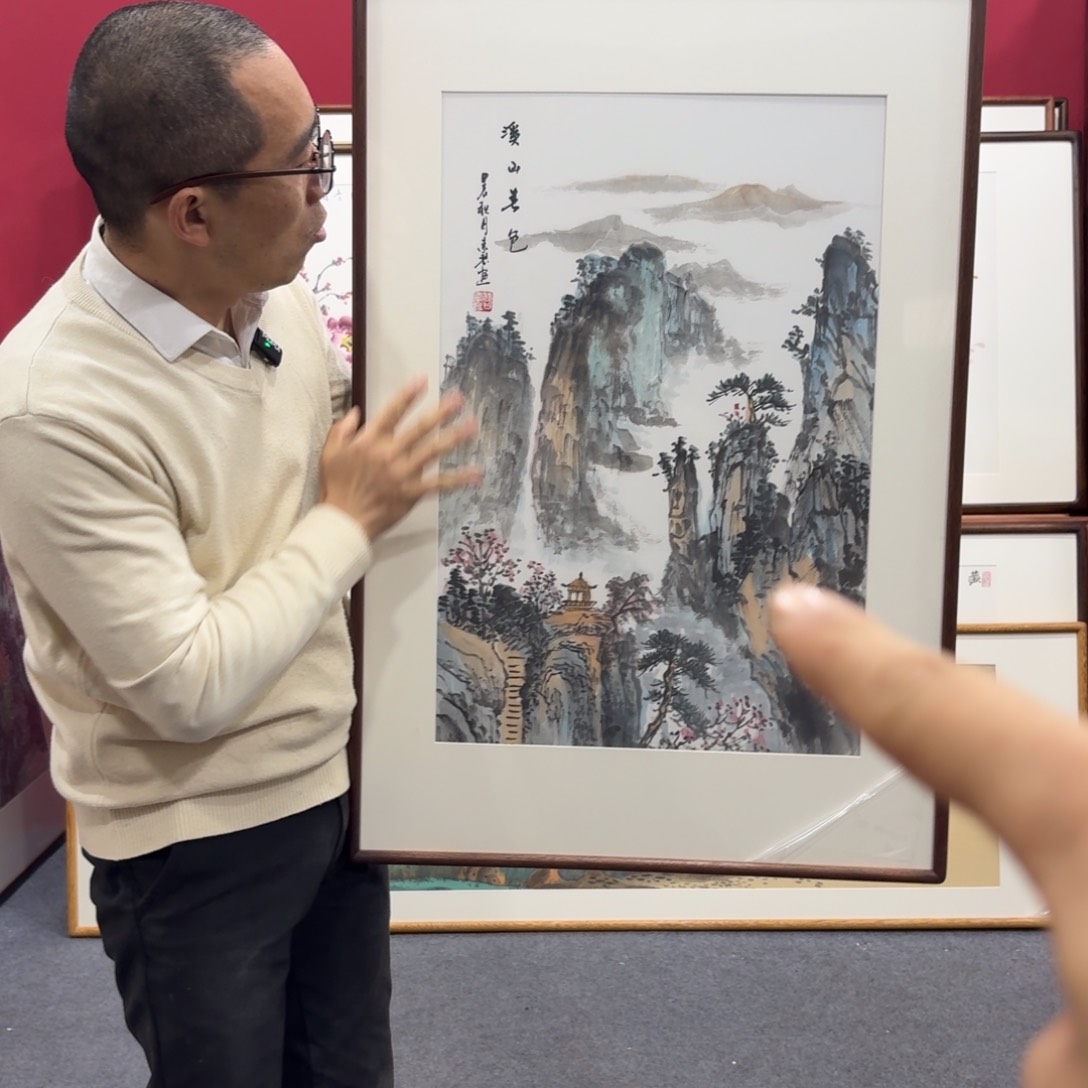 国画手绘作品带框包邮60cheng90
