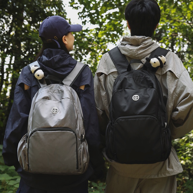 休闲登山背包新款可折叠双肩包时尚简约休闲百搭男女通用皮肤布包