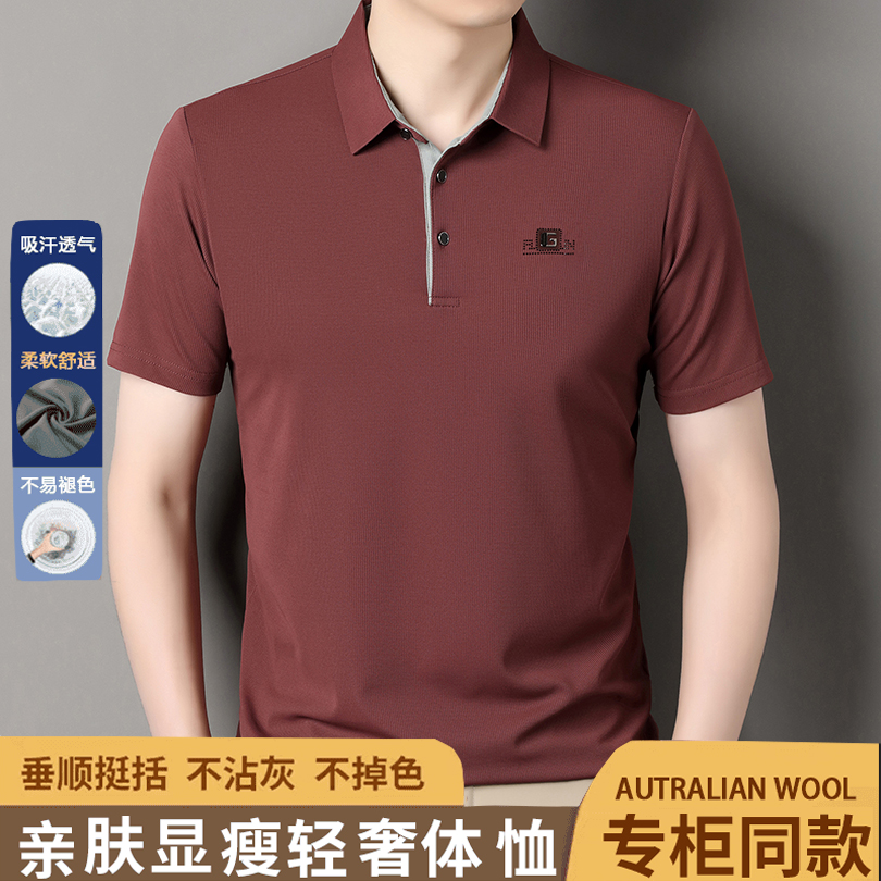 夏季翻领短袖半袖T恤上衣商务休闲中年男士polo打底衫