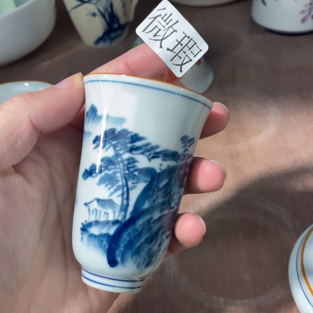 釉下手绘茶具微瑕