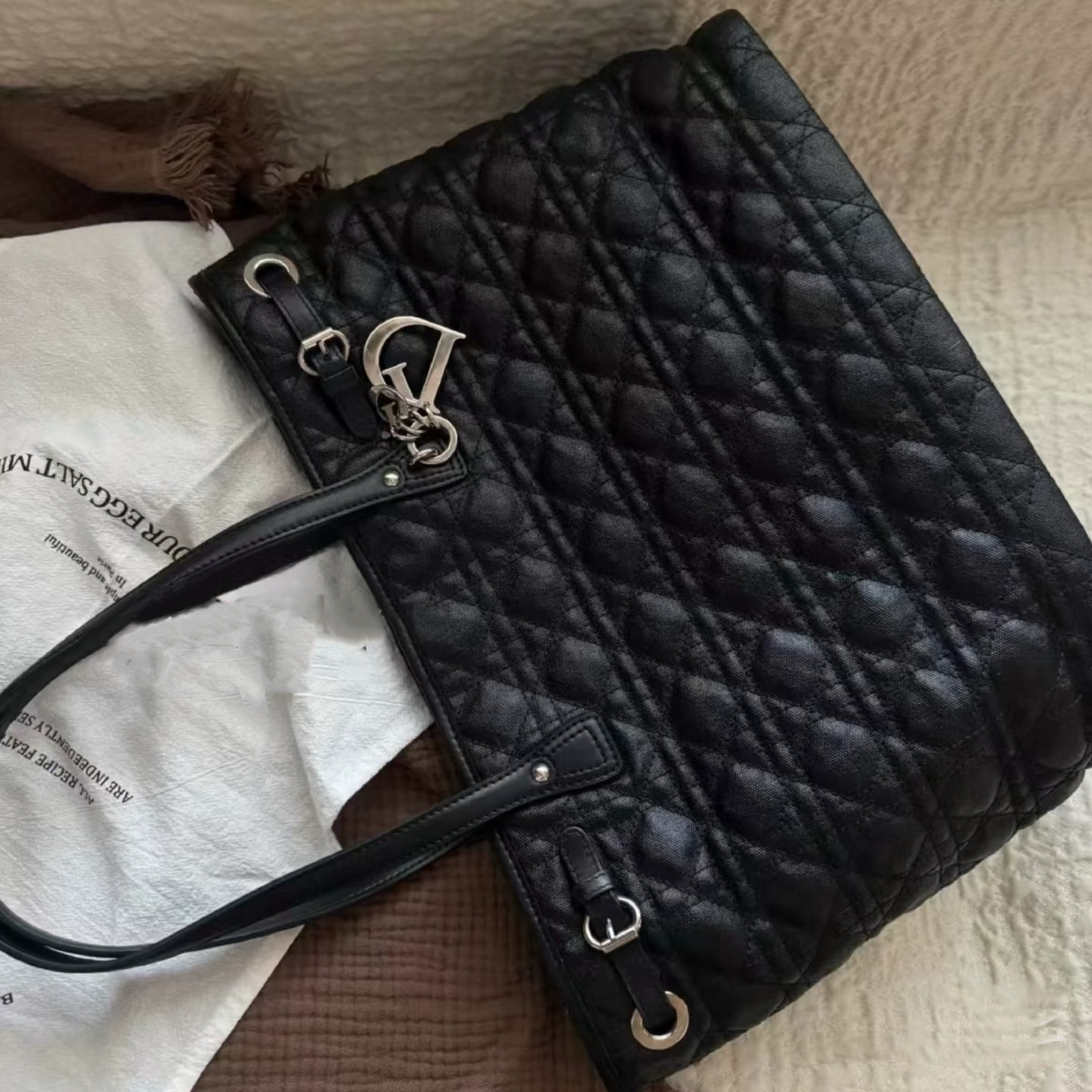 95新 DIOR/迪奥 迪奥黑色托特包包时尚单肩