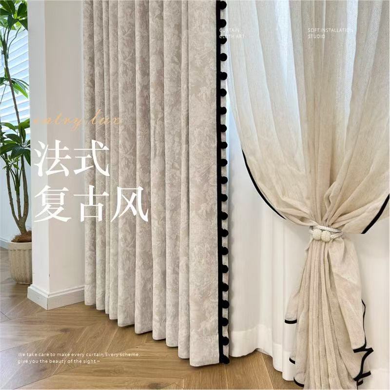 唐顿庄园法式雪尼尔复古风遮光窗帘提花窗帘高级感柯桥窗帘
