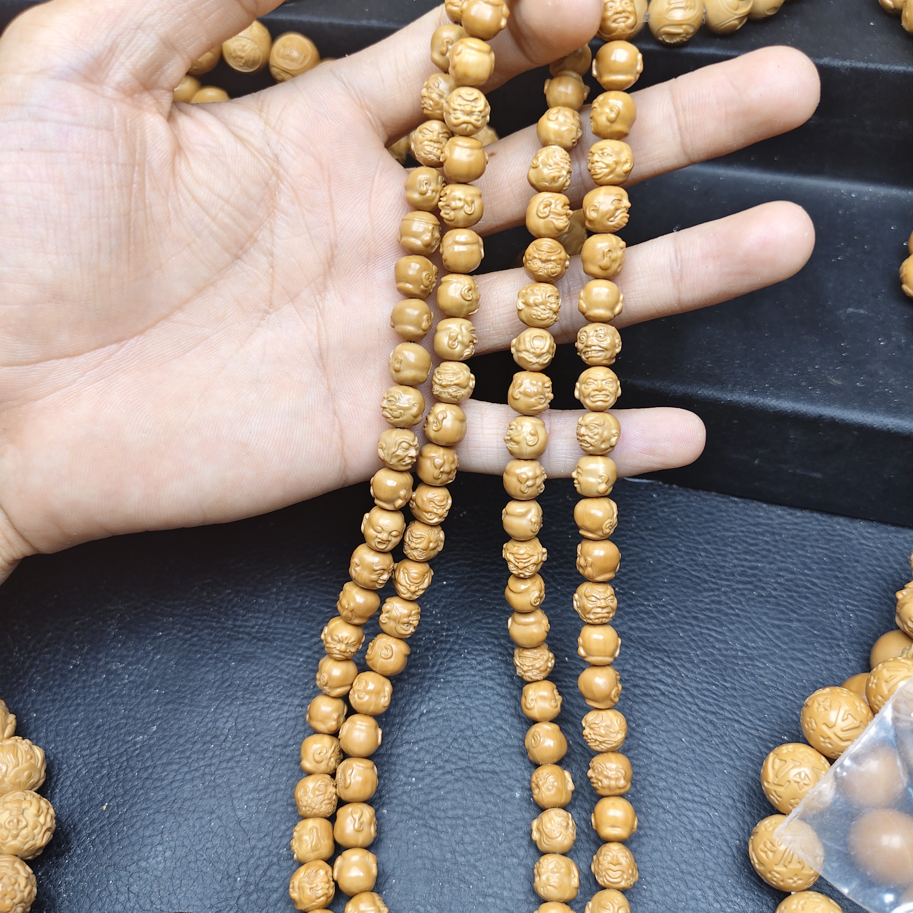 108罗汉脖挂1.0加猴头核桃手工雕刻文玩项链长串猴头核雕十八罗汉