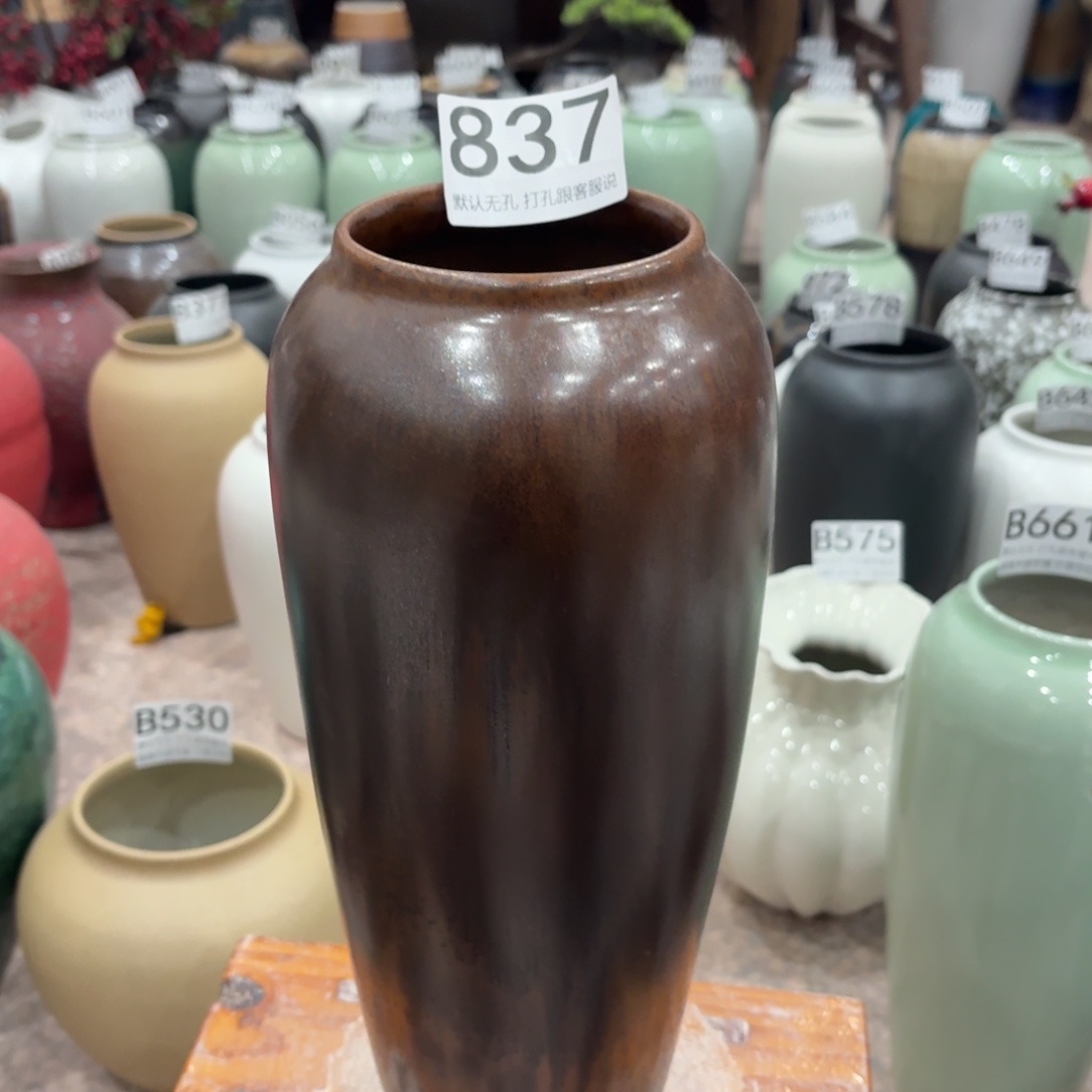 萍***逢陶摆件瑕疵837景德镇陶瓷花瓶高34口9