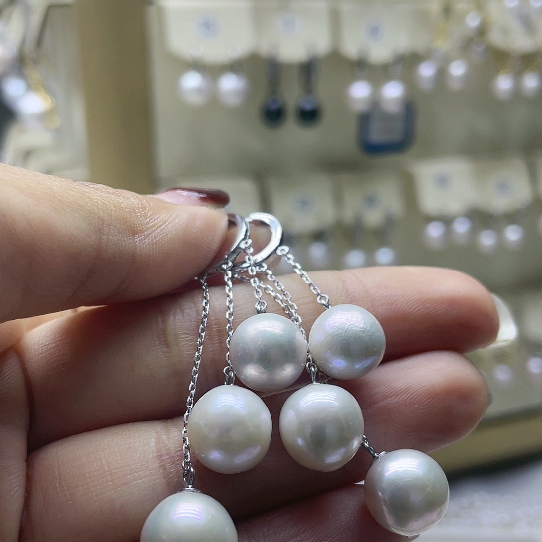 淡水珍珠耳饰银S925镶嵌