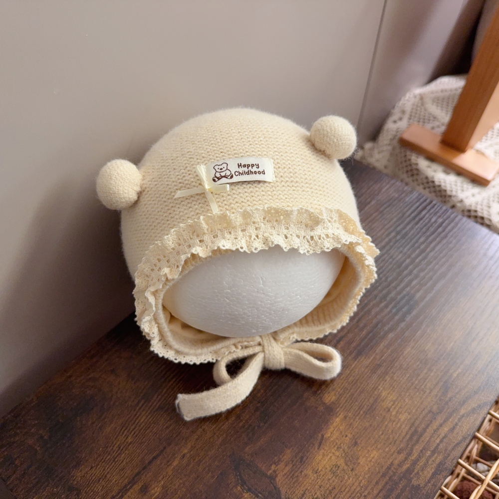 【罐头妈妈】婴儿帽子秋冬季女宝宝洋气针织帽公主风加厚保暖护耳帽