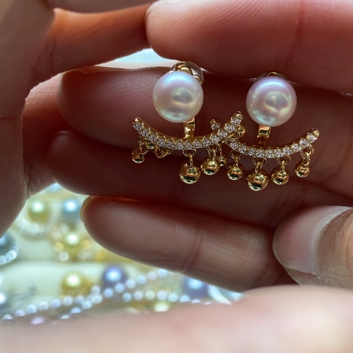 海水珍珠耳饰银S925镶嵌