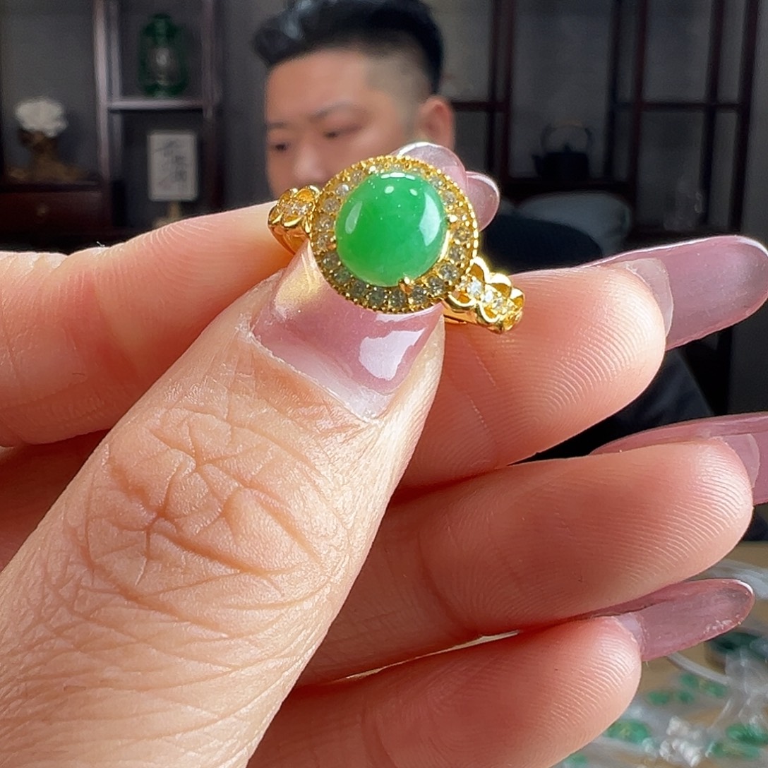 翡翠银S925镶嵌戒指戒指46