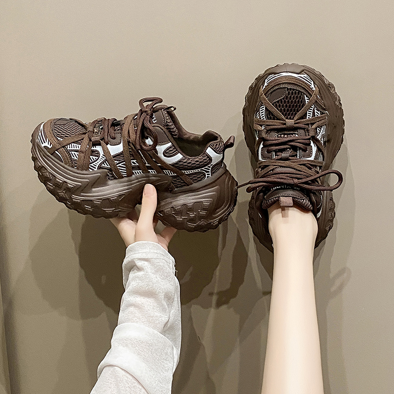 网红松糕女老爹鞋系带防滑休闲风时尚休闲鞋休闲鞋韩版复古女鞋