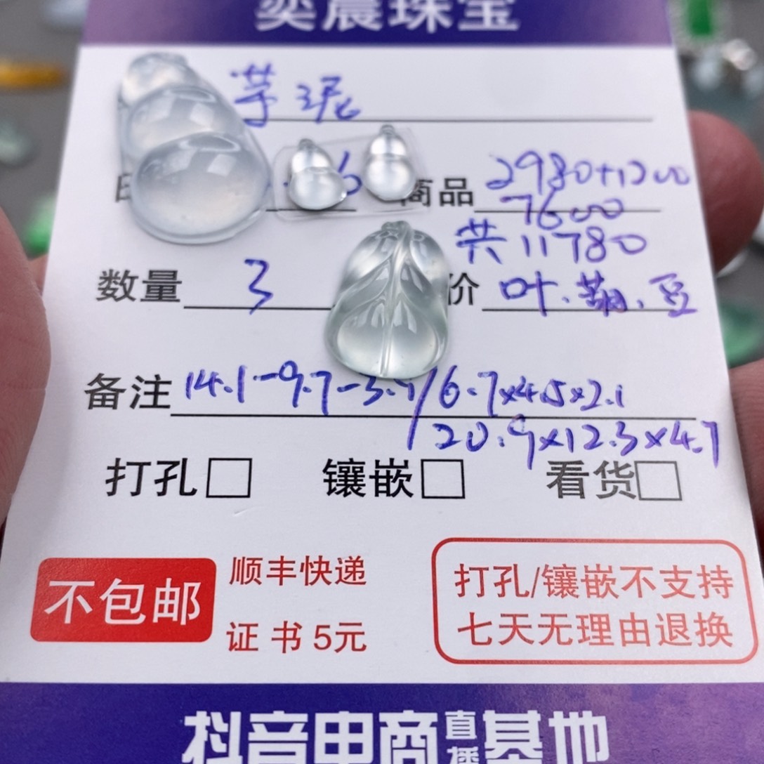翡翠颈饰未镶嵌芋***家叶子豆子葫芦