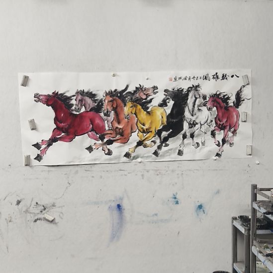 石***韵国画八骏日行三万里